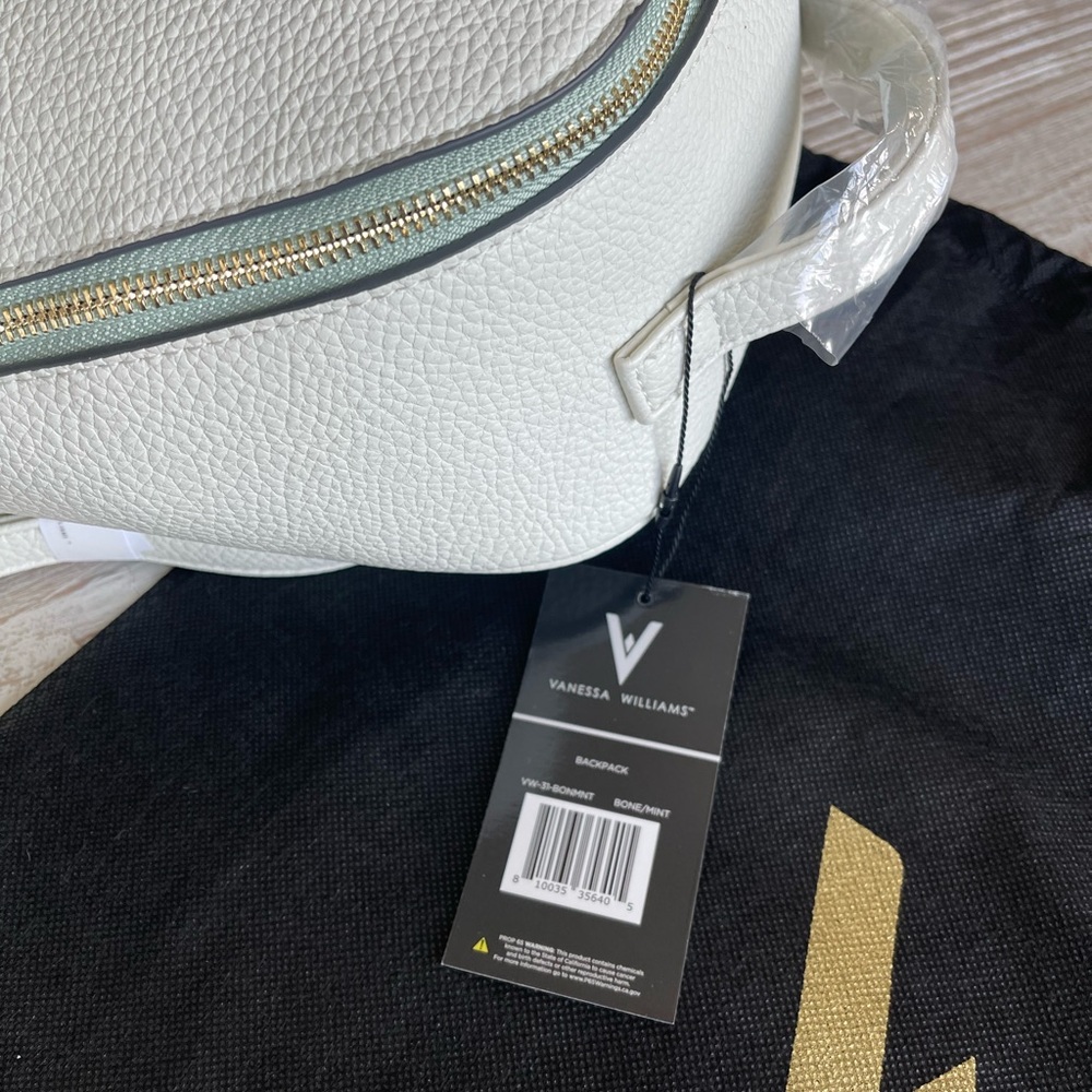 NWT Vanessa Williams Cream & Mint Backpack - Picture 7 of 14